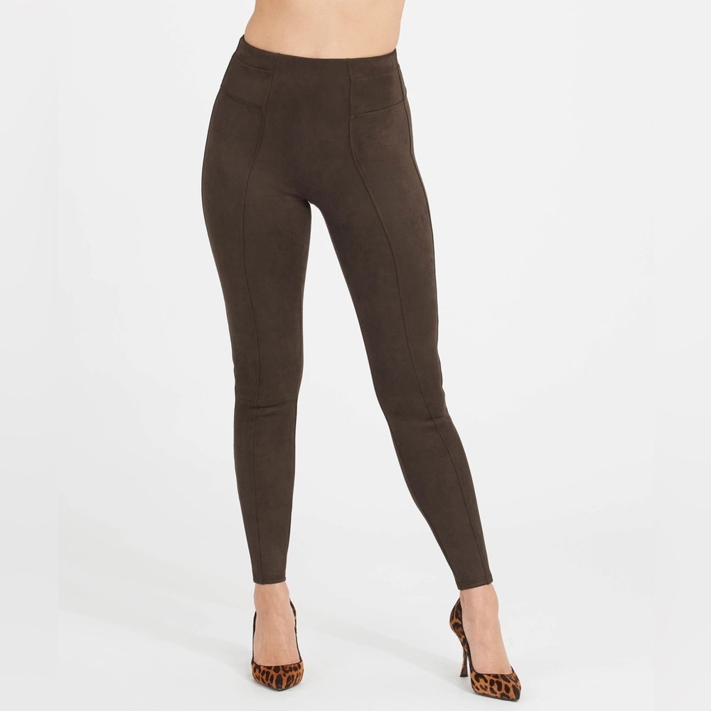 Spanx Leggings Faux Suede Women In Chocolate Brown Size M